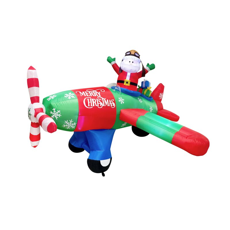 16’ Long deals Christmas Inflatable Santa in Airplane